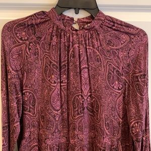 Paisley Tiered Peasant Dress Long Sleeves